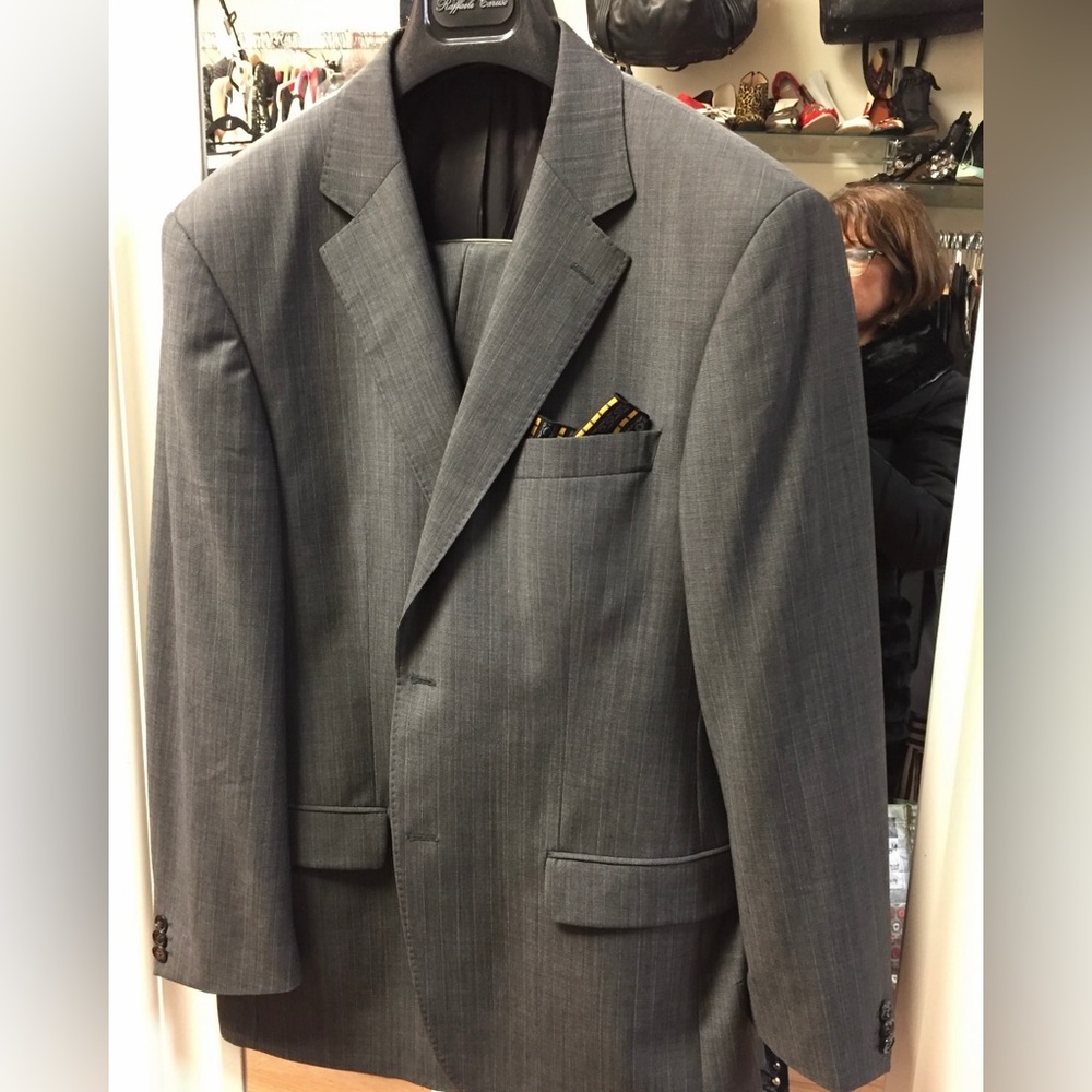 Rene Lezard Vintage Gray Wool Suit 50 EU 40 US Italy Cerruti